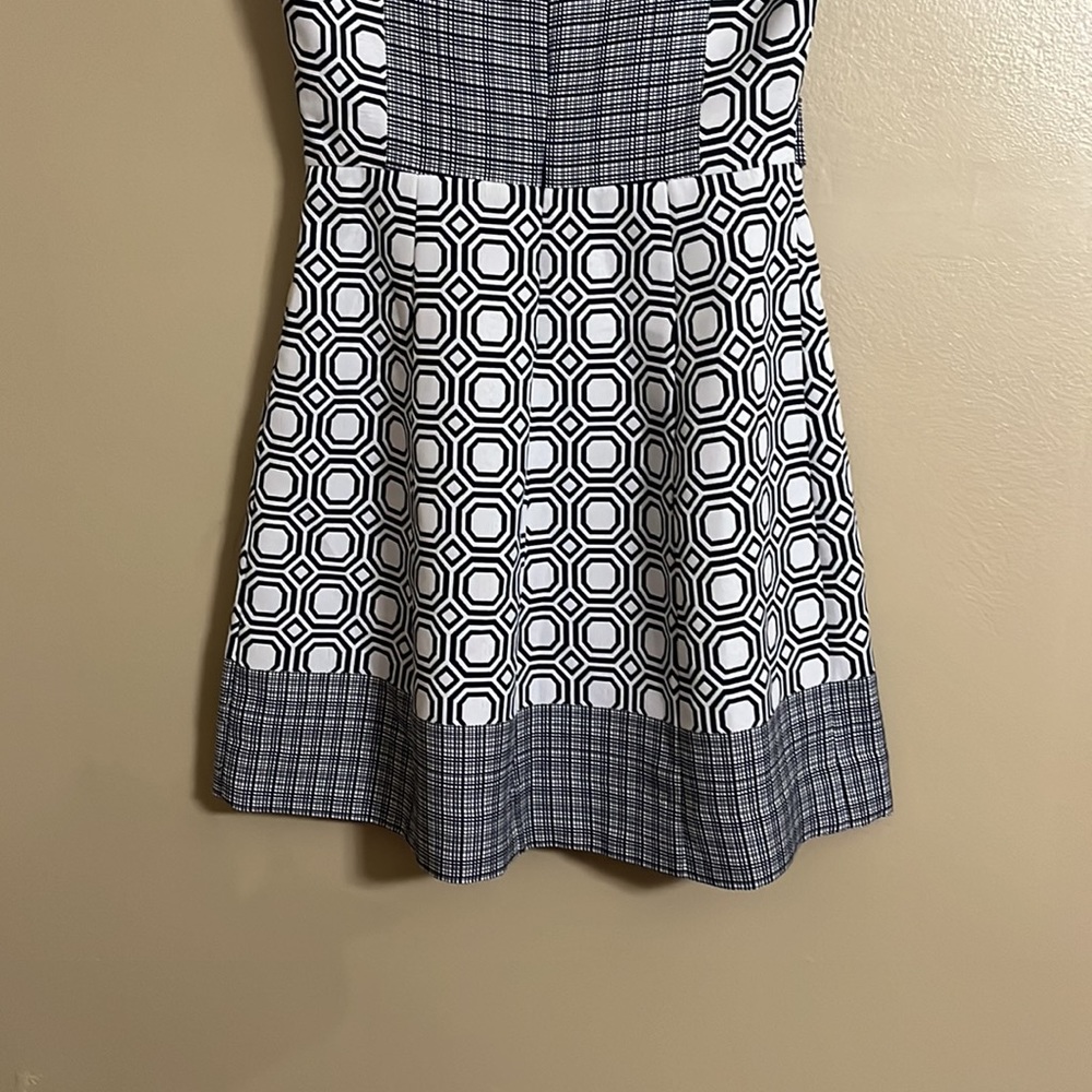 Robbie Bee A-line Geometrical Design Navy/White + Pink Lining Dress Sz 8 - Picture 6 of 9
